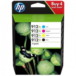 Pack de 4 cartouches Noir, Jaune, Cyan, Magenta HP 912XL