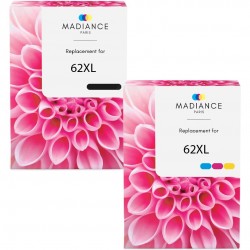 Pack de 2 HP 62XL cartouches d'encre compatibles