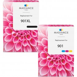 Cartouche d'encre équivalent à HP Multipack 901XL/901 Pack de 2 Noir + Couleur