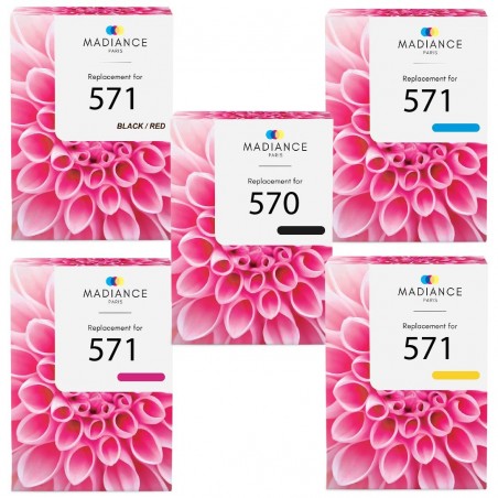 Cartouche d'encre équivalent à Canon Multipack PGI 570 PGBK / CLI 571 C / CLI 571 M / CLI 571 Y / CLI 571 BK Pack de 5