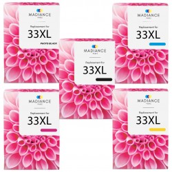 Cartouche d'encre équivalent à Epson Multipack 33XL Pack de 5 Noir photo, noir, cyan, magenta, jaune