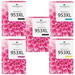 compatible HP 953XL Pack de 5 cartouches d'encre Noir, Jaune, Cyan, Magenta