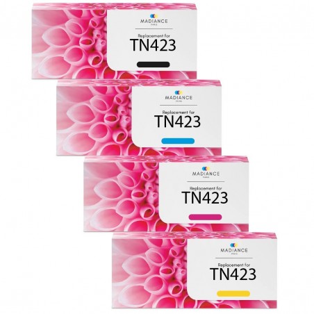 Toner équivalent à Brother Multipack TN423 Pack de 4 Noir, Jaune, Cyan, Magenta Toner équivalent à Brother Multipack TN423 Pack de 4 Noir, Jaune, Cyan, Magenta