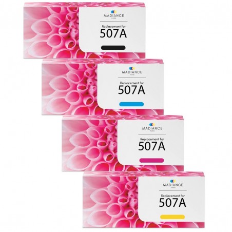 Toner équivalent à HP Multipack 507A Pack de 4 Noir, Jaune, Cyan, Magenta Toner équivalent à HP Multipack 507A Pack de 4 Noir, Jaune, Cyan, Magenta