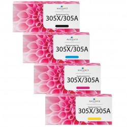 Toner équivalent à HP 305X/305A Pack de 4 4 Couleurs