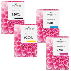 Cartouche d'encre équivalent à HP 920XL Pack de 4 Noir, Jaune, Cyan, Magenta