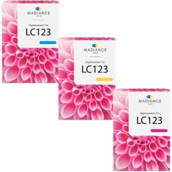 Cartouche d'encre équivalent à Brother LC123 Pack de 3 Cyan, jaune, magenta