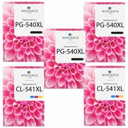 Pack de 5 Canon PG-540XL CL-541XL cartouches d'encre compatibles