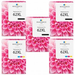 Pack de 5 HP 62XL cartouches d'encre compatibles