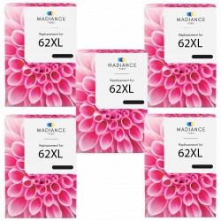 Pack de 5 HP 62XL cartouches d'encre compatibles