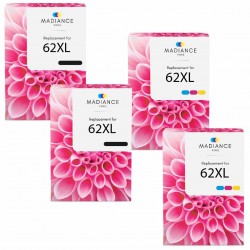 Pack de 4 HP 62XL cartouches d'encre compatibles