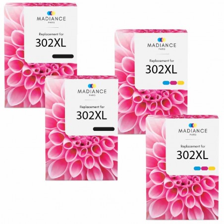 Pack de 4 HP 302XL cartouches d'encre compatibles Pack de 4 HP 302XL cartouches d'encre compatibles