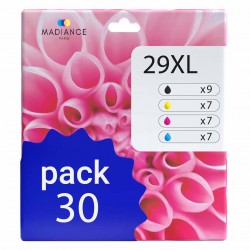 Pack de 30 cartouches compatibles 29XL Epson 9 noirs, 7 cyan, 7 magenta, 7 jaune