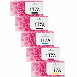 Compatible HP 117A (W2070A, W2071A, W2072A, W2073A) 5 cartouches de toner - Avec puce 
