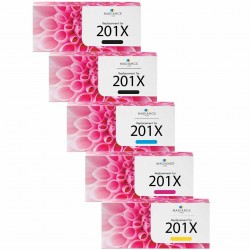 Compatible HP 201X Multipack toner de 5 cartouches CF400X, CF401X, CF402X, CF403X 
